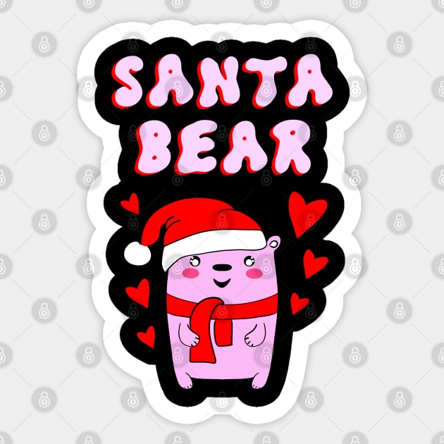 Merry Xmas. Cute adorable funny little Christmas baby bear with a red Santa Claus hat and a warm winter scarf. Holiday season. Happy holidays Sticker by BlaiseDesign